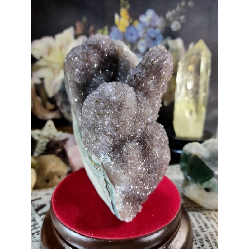 ✡️稀少特殊品 異像烏拉圭細晶體 內凹爆花二次結晶超閃 紫晶鎮 值得收藏 晶簇擺件836g#105-細節圖4