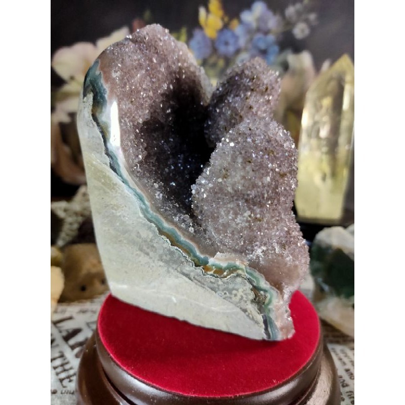 ✡️稀少特殊品 異像烏拉圭細晶體 內凹爆花二次結晶超閃 紫晶鎮 值得收藏 晶簇擺件836g#105-細節圖5