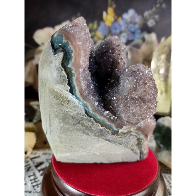 ✡️稀少特殊品 異像烏拉圭細晶體 內凹爆花二次結晶超閃 紫晶鎮 值得收藏 晶簇擺件836g#105-細節圖6