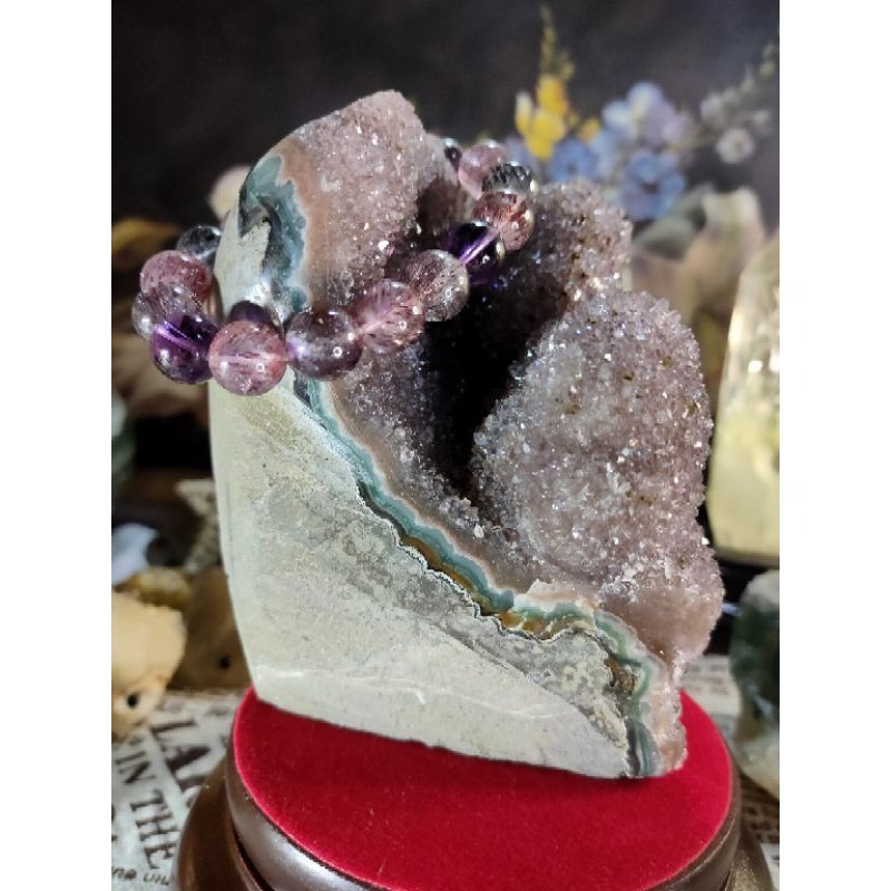 ✡️稀少特殊品 異像烏拉圭細晶體 內凹爆花二次結晶超閃 紫晶鎮 值得收藏 晶簇擺件836g#105-細節圖7