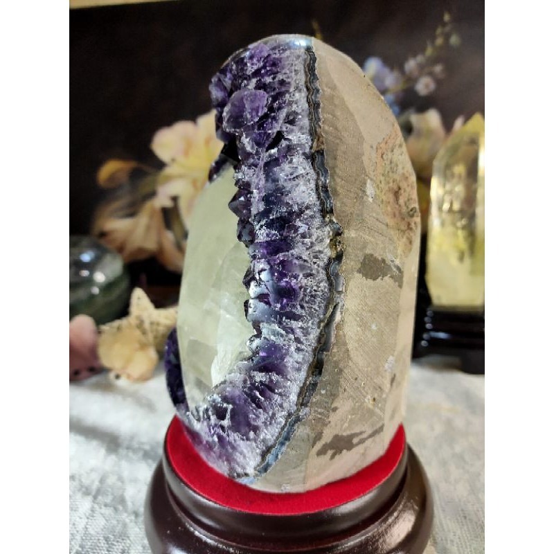 ✡️烏拉圭🇺🇾水晶原礦 帶超大方解石 紫晶陣 消磁 净化 紫水晶原石 晶簇擺件 2002g#2-細節圖4