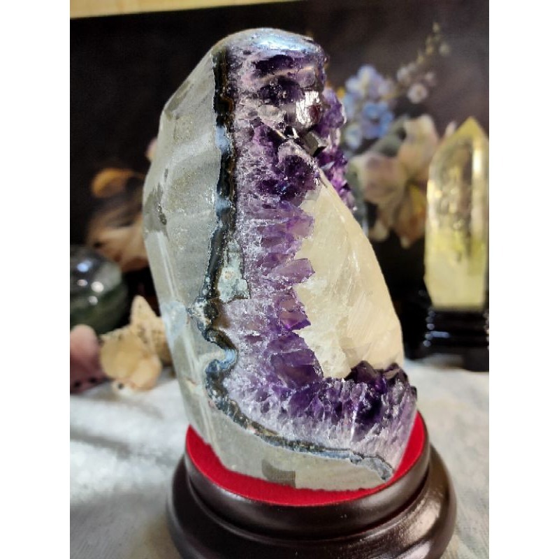 ✡️烏拉圭🇺🇾水晶原礦 帶超大方解石 紫晶陣 消磁 净化 紫水晶原石 晶簇擺件 2002g#2-細節圖7