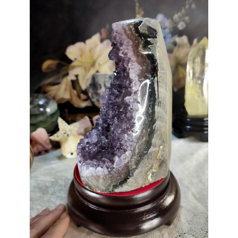 ✡️烏拉圭🇺🇾水晶原礦 異象紫晶陣 帶指紋 防幅攝 消磁 净化 紫水晶原石 擺件 1586g-細節圖4