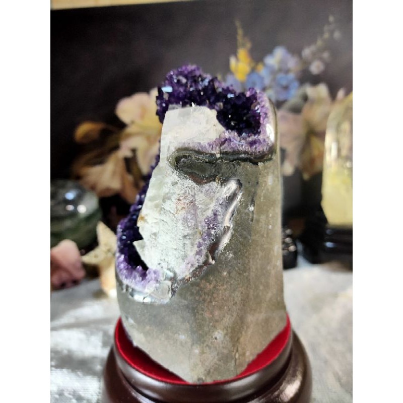 ✡️烏拉圭🇺🇾水晶原礦 內凹帶方解石 紫晶陣 消磁 净化 超紫超美水晶原石 晶簇擺件 1541g-細節圖4