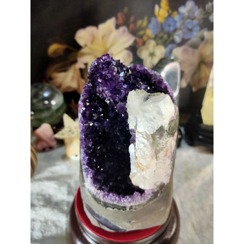 ✡️烏拉圭🇺🇾水晶原礦 內凹帶方解石 紫晶陣 消磁 净化 超紫超美水晶原石 晶簇擺件 1541g-細節圖9