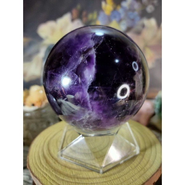 🔮天然紫晶球 頂級深紫烏拉圭紫水晶球 防幅攝 消磁 净化 天然紫水晶 晶簇擺件 附球座-細節圖2