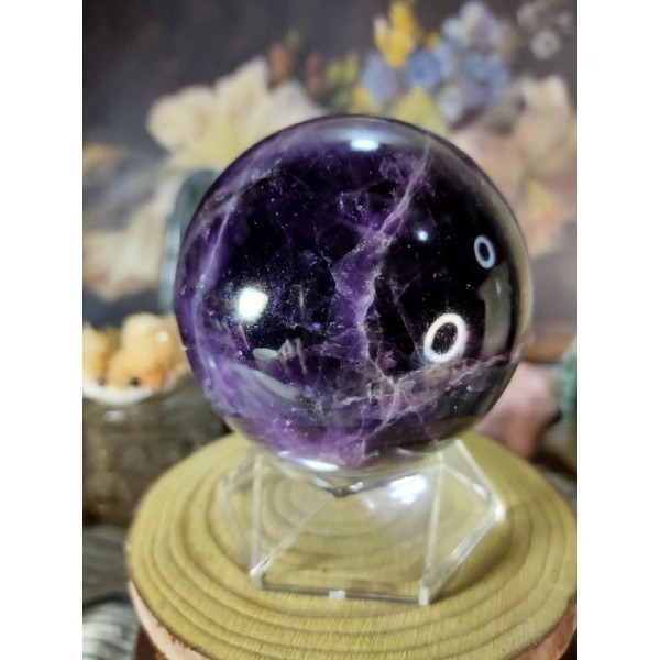 🔮天然紫晶球 頂級深紫烏拉圭紫水晶球 防幅攝 消磁 净化 天然紫水晶 晶簇擺件 附球座-細節圖3