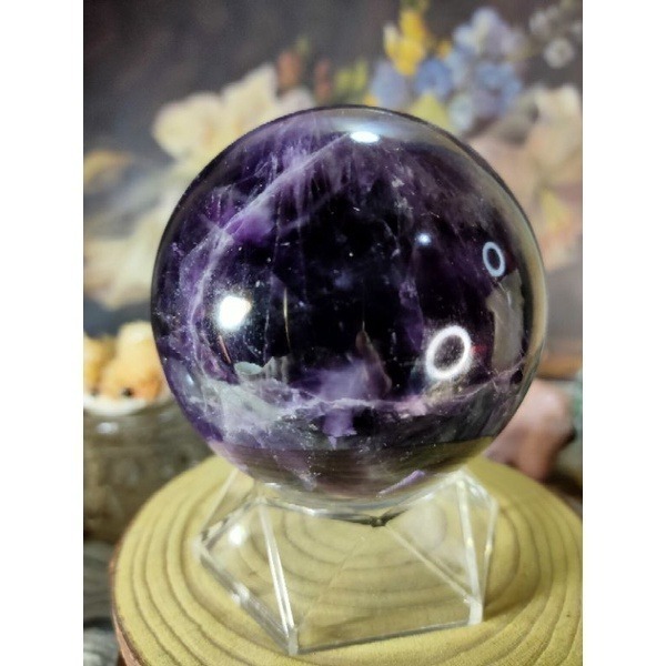 🔮天然紫晶球 頂級深紫烏拉圭紫水晶球 防幅攝 消磁 净化 天然紫水晶 晶簇擺件 附球座-細節圖4