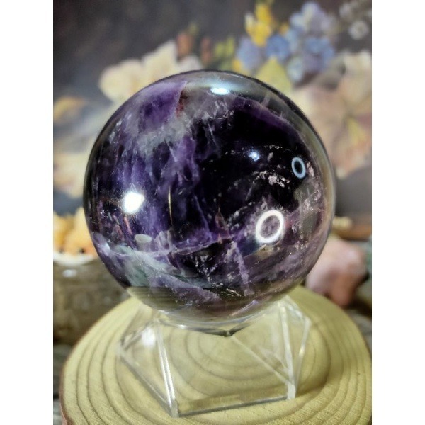 🔮天然紫晶球 頂級深紫烏拉圭紫水晶球 防幅攝 消磁 净化 天然紫水晶 晶簇擺件 附球座-細節圖5