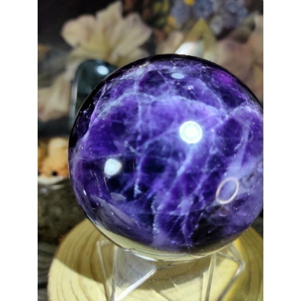 🔮天然紫晶球 頂級深紫烏拉圭紫水晶球 防幅攝 消磁 净化 天然紫水晶 晶簇擺件 附球座-細節圖6