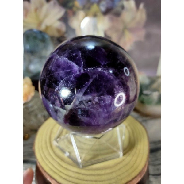 🔮天然紫晶球 頂級深紫烏拉圭紫水晶球 防幅攝 消磁 净化 天然紫水晶 晶簇擺件 附球座-細節圖8