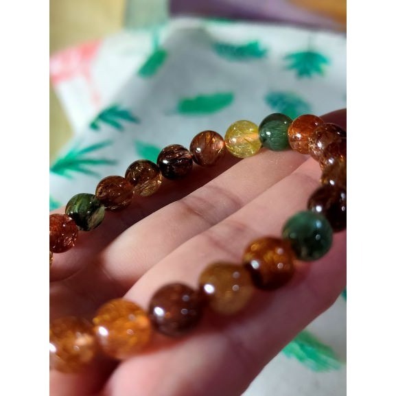 ⚜️高品質彩鈦晶手珠 天然水晶 鈦晶 銅鈦晶 綠碧髮 咖啡鈦 金髮晶 手串 手鍊-細節圖2