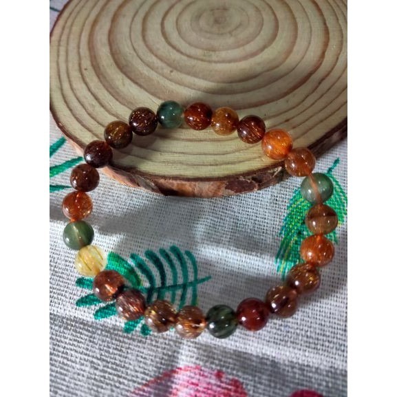 ⚜️高品質彩鈦晶手珠 天然水晶 鈦晶 銅鈦晶 綠碧髮 咖啡鈦 金髮晶 手串 手鍊-細節圖3