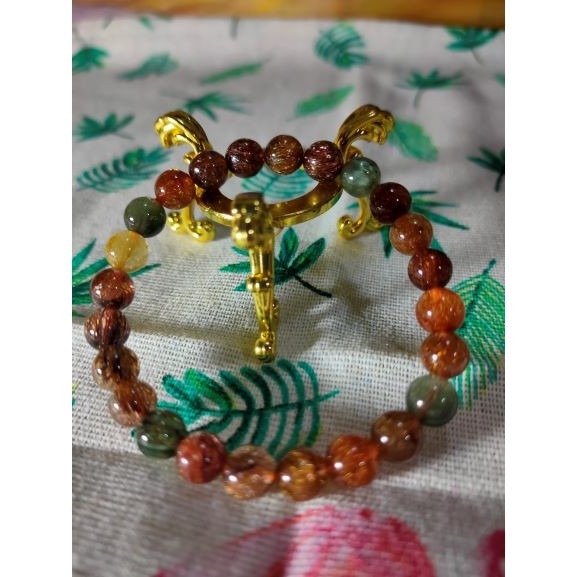 ⚜️高品質彩鈦晶手珠 天然水晶 鈦晶 銅鈦晶 綠碧髮 咖啡鈦 金髮晶 手串 手鍊-細節圖9