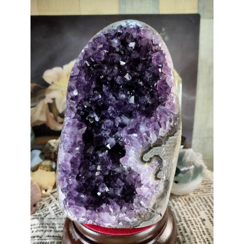 ✡️天然烏拉圭異象 紫晶鎮 內凹透亮帶花 紫水晶 防幅攝電磁波 消磁 净化 收藏紫水晶原石 晶簇擺件2469g#89-細節圖2