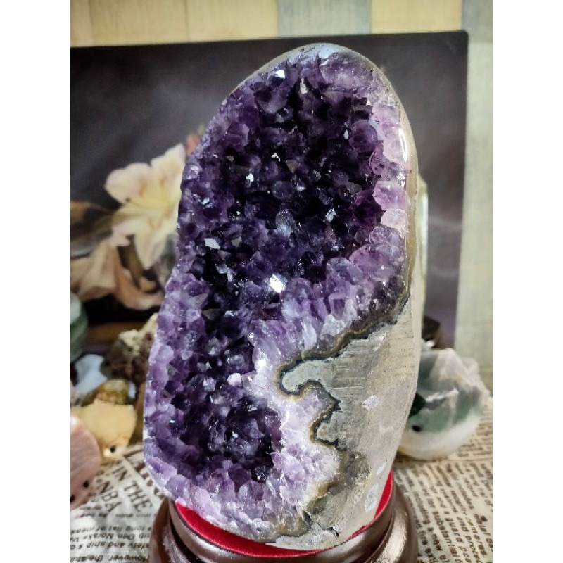 ✡️天然烏拉圭異象 紫晶鎮 內凹透亮帶花 紫水晶 防幅攝電磁波 消磁 净化 收藏紫水晶原石 晶簇擺件2469g#89-細節圖3