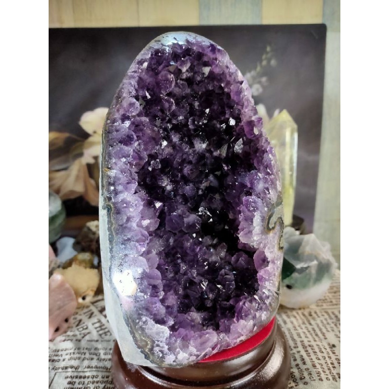 ✡️天然烏拉圭異象 紫晶鎮 內凹透亮帶花 紫水晶 防幅攝電磁波 消磁 净化 收藏紫水晶原石 晶簇擺件2469g#89-細節圖5