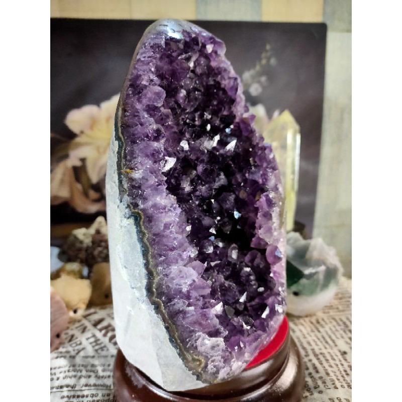 ✡️天然烏拉圭異象 紫晶鎮 內凹透亮帶花 紫水晶 防幅攝電磁波 消磁 净化 收藏紫水晶原石 晶簇擺件2469g#89-細節圖6