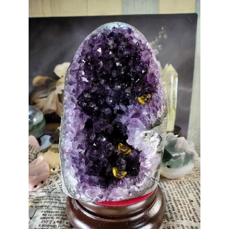 ✡️天然烏拉圭異象 紫晶鎮 內凹透亮帶花 紫水晶 防幅攝電磁波 消磁 净化 收藏紫水晶原石 晶簇擺件2469g#89-細節圖7