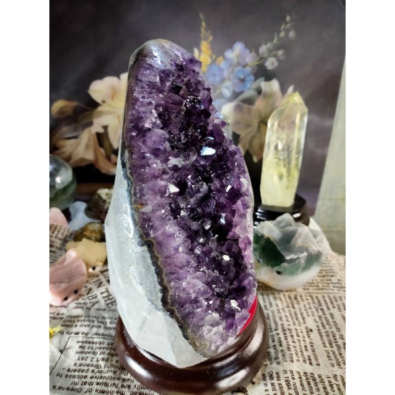 ✡️天然烏拉圭異象 紫晶鎮 內凹透亮帶花 紫水晶 防幅攝電磁波 消磁 净化 收藏紫水晶原石 晶簇擺件2469g#89-細節圖8