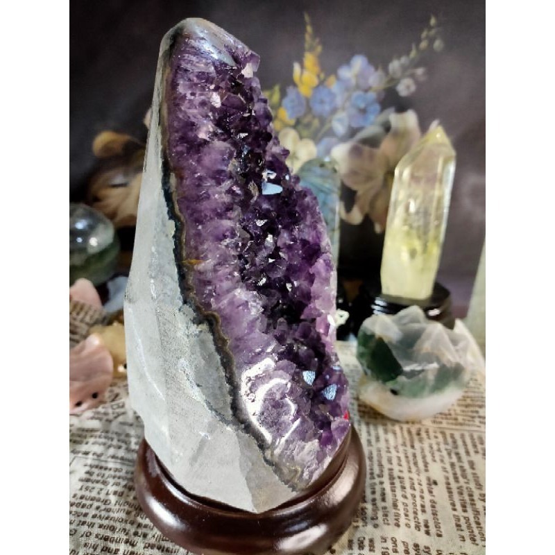✡️天然烏拉圭異象 紫晶鎮 內凹透亮帶花 紫水晶 防幅攝電磁波 消磁 净化 收藏紫水晶原石 晶簇擺件2469g#89-細節圖9