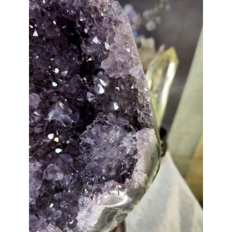 ✡️福利價 天然 烏拉圭異象紫水晶鎮 爆花帶指紋紫水晶原石 擺件 2691g 送木墊-細節圖8