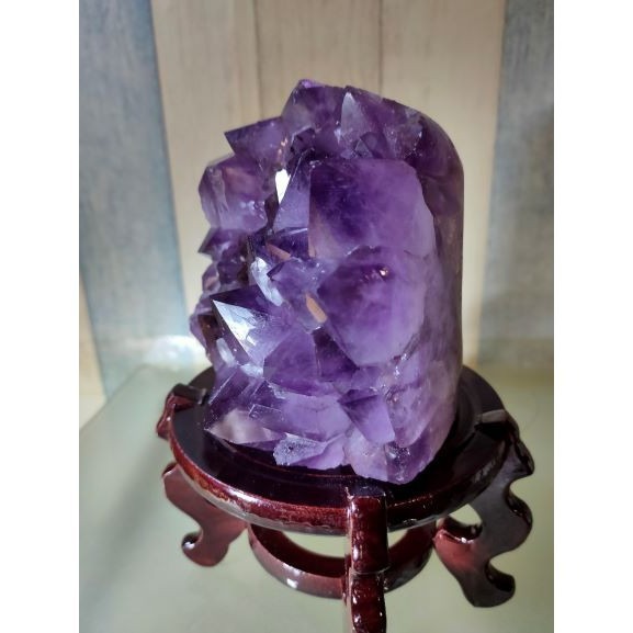 ✡️烏拉圭🇺🇾水晶原礦 紫晶陣 消磁 净化 水晶原石 晶簇擺件 全拋大角趾帶鈦金 晶體超美 可當燈飾 1366g-細節圖4