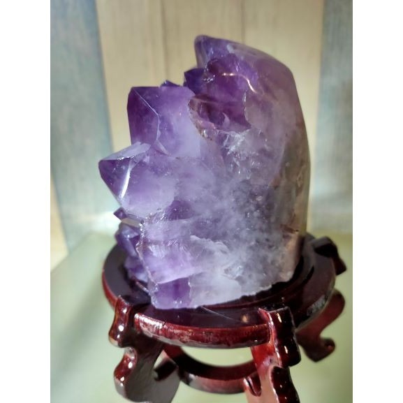 ✡️烏拉圭🇺🇾水晶原礦 紫晶陣 消磁 净化 水晶原石 晶簇擺件 全拋大角趾帶鈦金 晶體超美 可當燈飾 1366g-細節圖5