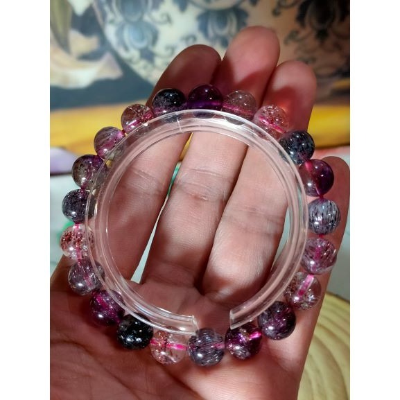 ⚜️天然超七紫發晶手鏈 手珠 很稀有的水晶 雲母與紫發並存 凝聚多種水晶功效 能量巨大發絲多 順發 晶體通透-細節圖2