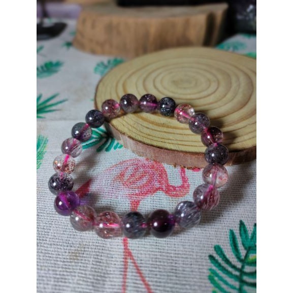 ⚜️天然超七紫發晶手鏈 手珠 很稀有的水晶 雲母與紫發並存 凝聚多種水晶功效 能量巨大發絲多 順發 晶體通透-細節圖9