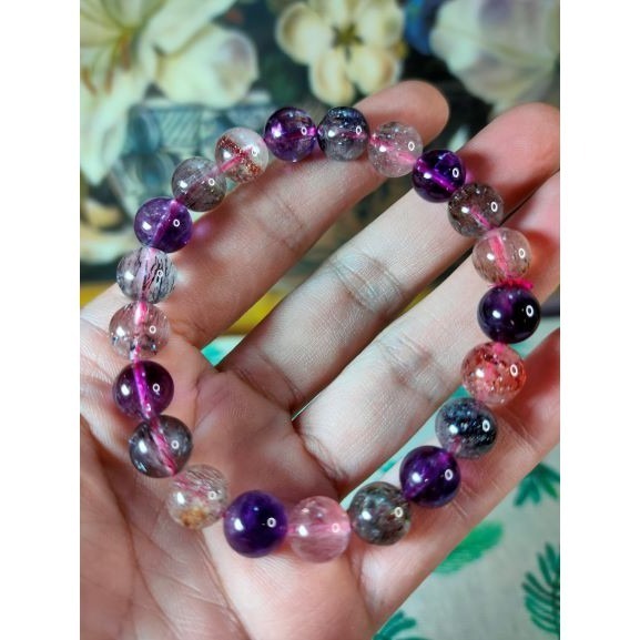 ⚜️天然超七紫發晶手鏈 很稀有的水晶 雲母與紫發並存 凝聚多種水晶功效 9.3mm-細節圖3