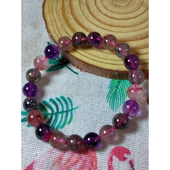 ⚜️天然超七紫發晶手鏈 很稀有的水晶 雲母與紫發並存 凝聚多種水晶功效 9.3mm-細節圖5