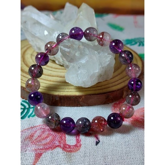 ⚜️天然超七紫發晶手鏈 很稀有的水晶 雲母與紫發並存 凝聚多種水晶功效 9.3mm-細節圖7