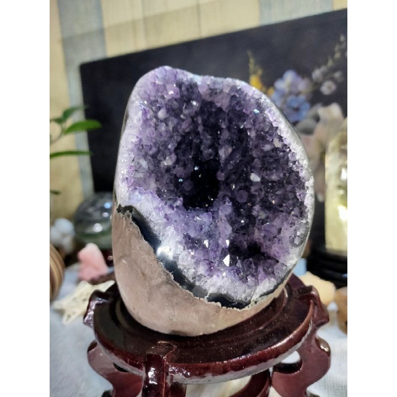 ✡️巴西🇧🇷烏拉圭🇺🇾水晶原礦 異象 內凹 紫晶陣 消磁 净化 水晶原石 晶簇擺件 1425g-細節圖2