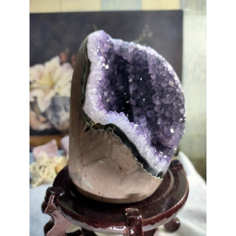 ✡️巴西🇧🇷烏拉圭🇺🇾水晶原礦 異象 內凹 紫晶陣 消磁 净化 水晶原石 晶簇擺件 1425g-細節圖3