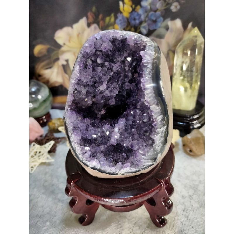 ✡️巴西🇧🇷烏拉圭🇺🇾水晶原礦 異象 內凹 紫晶陣 消磁 净化 水晶原石 晶簇擺件 1425g-細節圖5