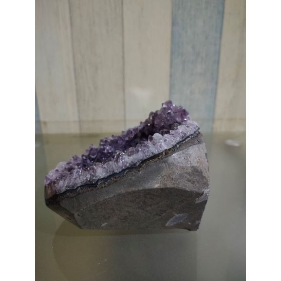 ✡️紫水晶 晶陣 防幅攝 消磁 净化 水晶原石 天然紫水晶 晶簇擺件 原礦 內凹 895g-細節圖8