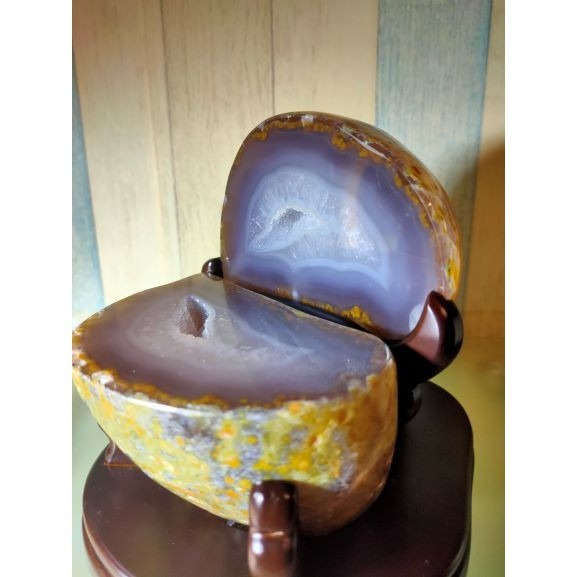 💰全拋巴西聚寶盆 全拋瑪瑙聚寶盆 帶雪礦共生礦 閃亮亮 全透光 藏風聚氣~圓滿如意~對己生財~附底座 1690g(原石-細節圖5