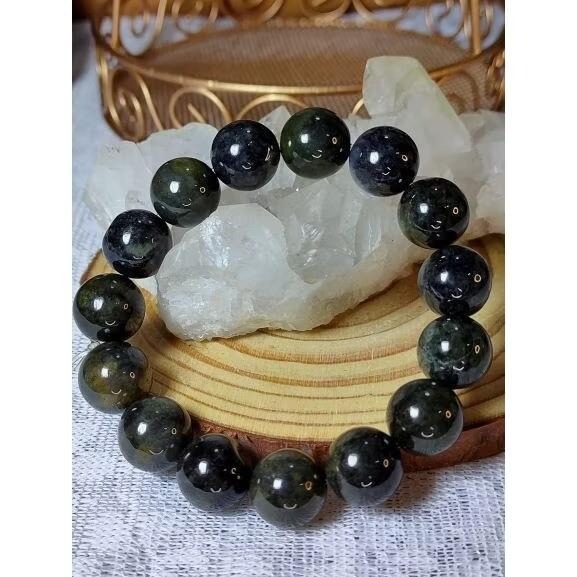 ⚜️天然A貨翡翠烏雞手串 手珠 附證書 有天然裂紋礦缺特價出清-細節圖2