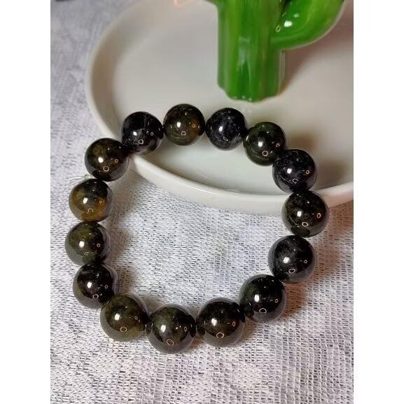 ⚜️天然A貨翡翠烏雞手串 手珠 附證書 有天然裂紋礦缺特價出清-細節圖3