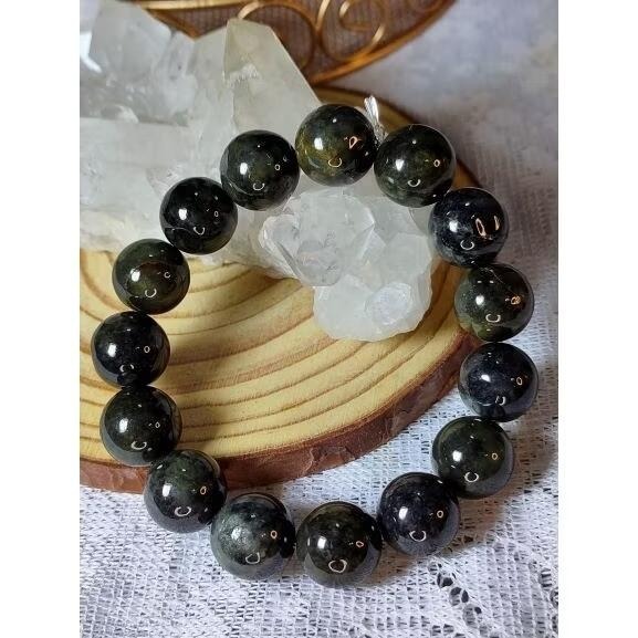 ⚜️天然A貨翡翠烏雞手串 手珠 附證書 有天然裂紋礦缺特價出清-細節圖5