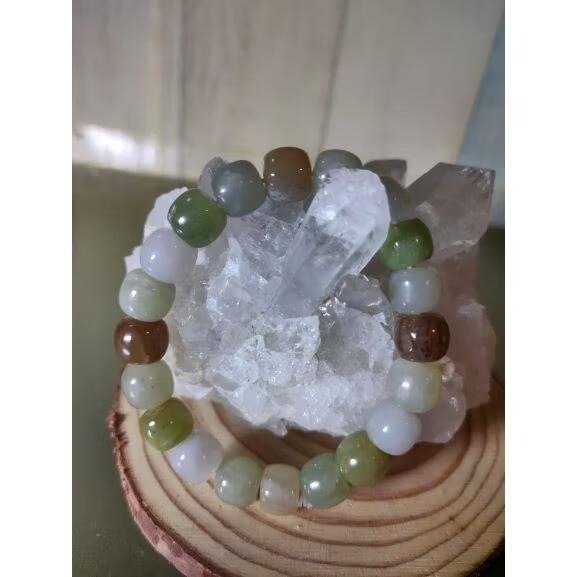 ⚜️天然和田玉多寶老形珠手鏈 糖料/青玉/煙白/煙紫等 實物水頭好 送鑑定證書-細節圖2