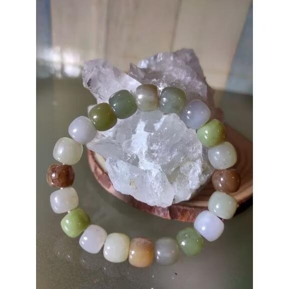 ⚜️天然和田玉多寶老形珠手鏈 糖料/青玉/煙白/煙紫等 實物水頭好 送鑑定證書-細節圖3