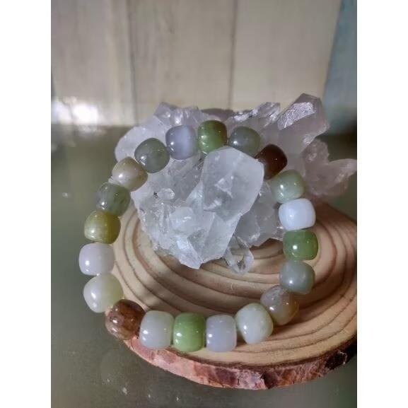 ⚜️天然和田玉多寶老形珠手鏈 糖料/青玉/煙白/煙紫等 實物水頭好 送鑑定證書-細節圖4