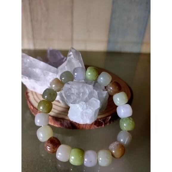 ⚜️天然和田玉多寶老形珠手鏈 糖料/青玉/煙白/煙紫等 實物水頭好 送鑑定證書-細節圖6