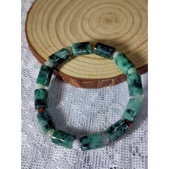 ⚜️天然緬甸玉A貨翡翠飄花桶珠路路通 手珠 手鍊 手串-細節圖3