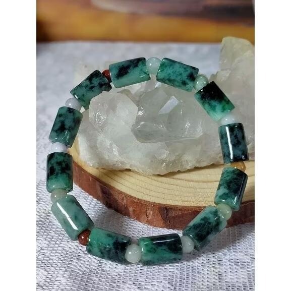 ⚜️天然緬甸玉A貨翡翠飄花桶珠路路通 手珠 手鍊 手串-細節圖4