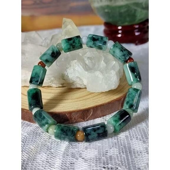 ⚜️天然緬甸玉A貨翡翠飄花桶珠路路通 手珠 手鍊 手串-細節圖6