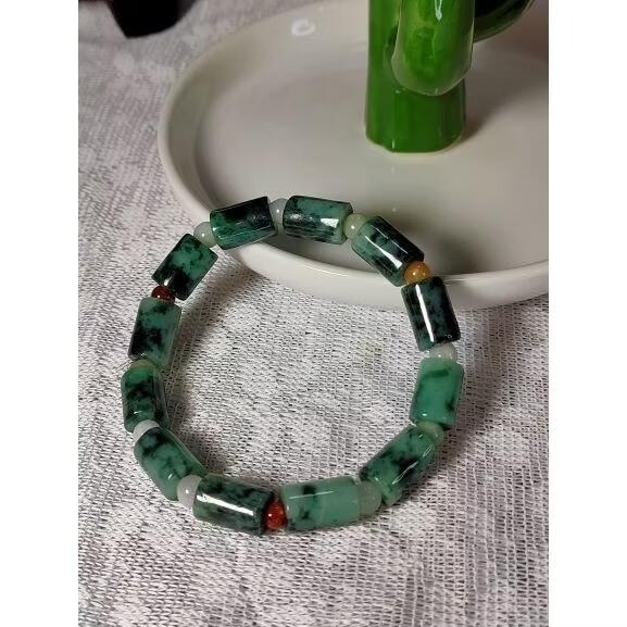 ⚜️天然緬甸玉A貨翡翠飄花桶珠路路通 手珠 手鍊 手串-細節圖8