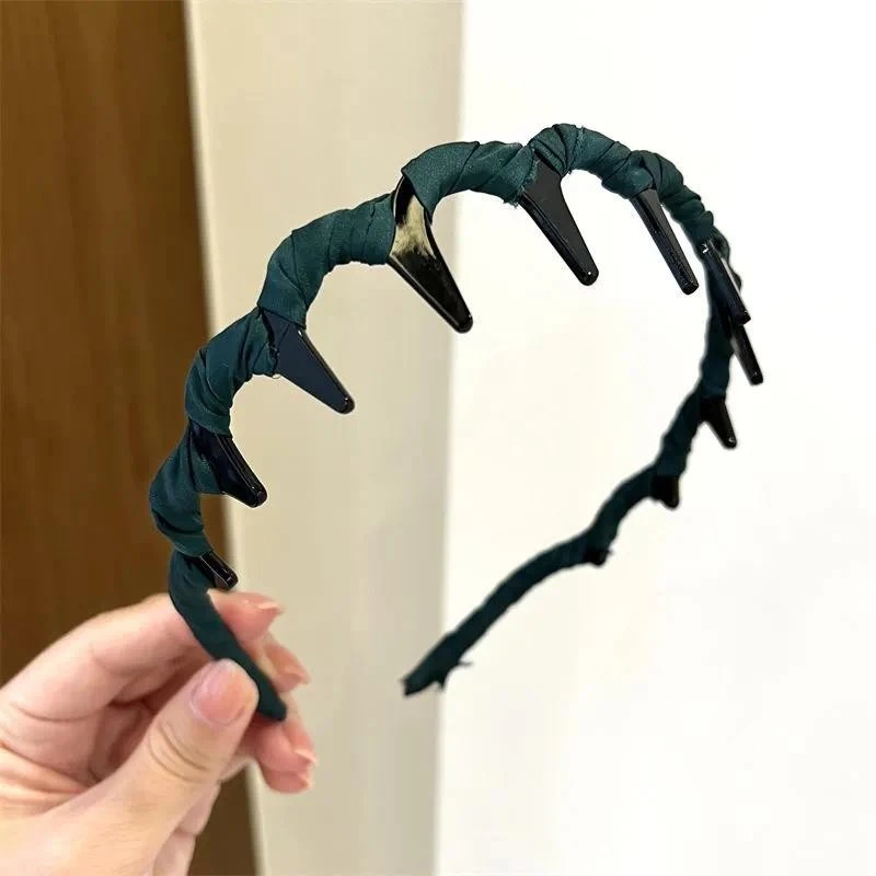 ✨台灣現貨🌿韓版髮箍 纏繞帶齒髮箍 法式溫柔纏布大波浪髮箍 公主頭髮箍 正反可戴 帶齒髮卡 防滑-細節圖11